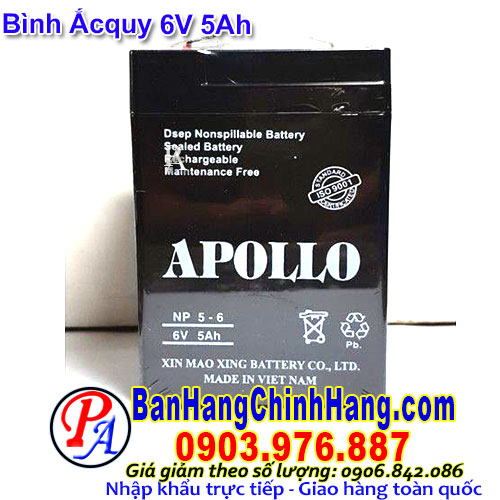 Bình Ắcquy 6V 5Ah sử dụng cho đèn thoát hiểm exit Kentom KT 2200EL, KT 403, KT 301