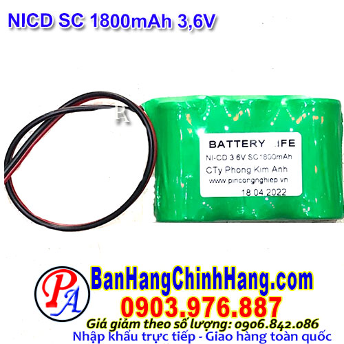 Pin đèn thoát hiểm, đèn khẩn cấp NICD SC1800mAh 3.6V