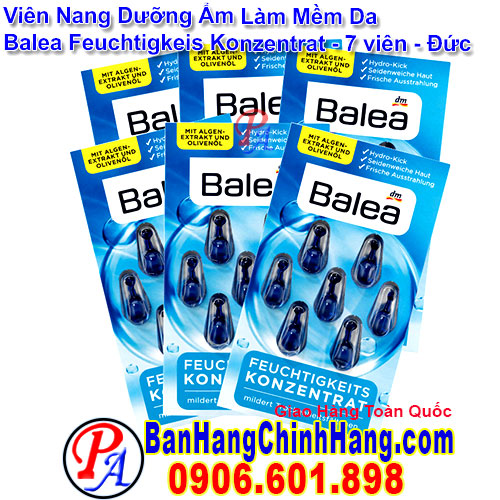 Viên Nang Dưỡng Ẩm Làm Mềm Da Balea Feuchtigkeit Konzentrat |Vỉ 7 viên| Date 01.23